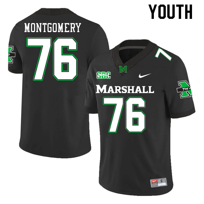 Youth #76 Tariq Montgomery Marshall Thundering Herd SBC Conference College Football Jerseys Stitched